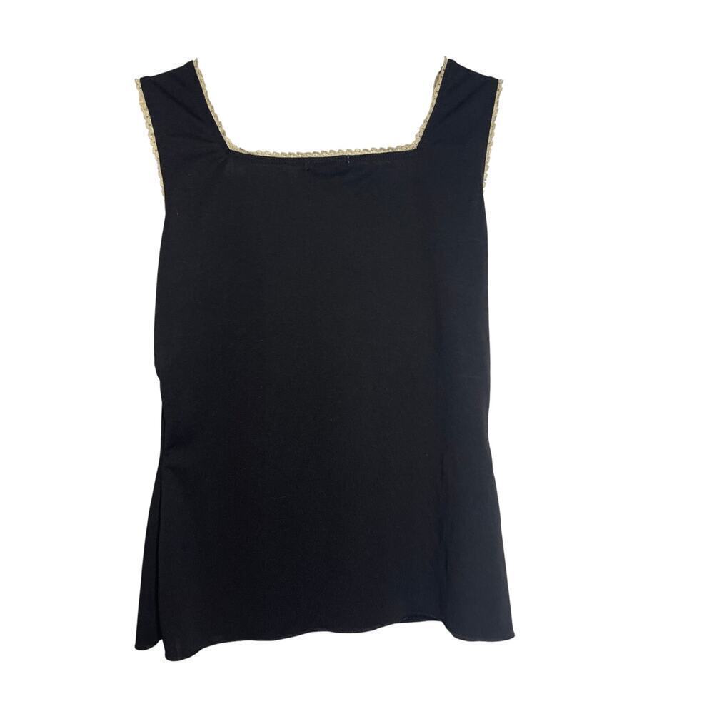 Vintage Eyeshadow Black Lace Trim Milkmaid Sleeveless Top Women's Size Medium - Picture 2 of 4